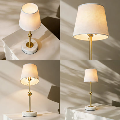 Detachable magnetic light module from the marble base, demonstrating the versatile and portable lighting functionality of this architectural piece.