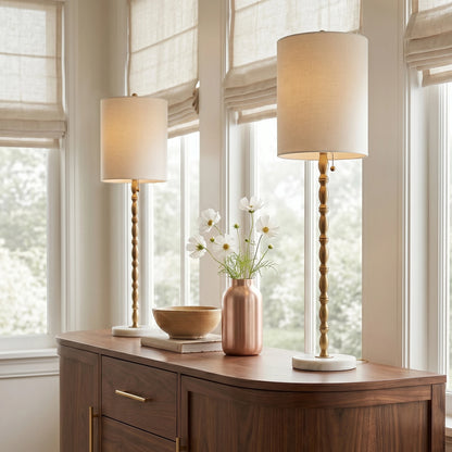 Noor Solid Marble Buffet Lamp (Pair)